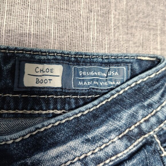 Miss Me Jeans Womens Size 29 Blue Chloe Boot Metallic Stitch Embellished M3327B - Picture 6 of 15